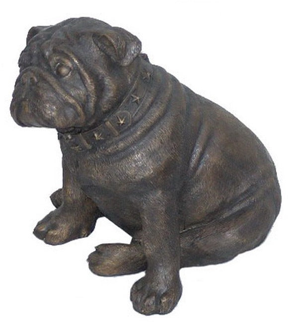 Bronze Bulldog Garden Statue - 12”H