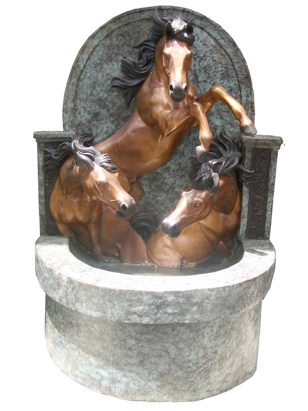 Bronze Three Horses Wall Fountain