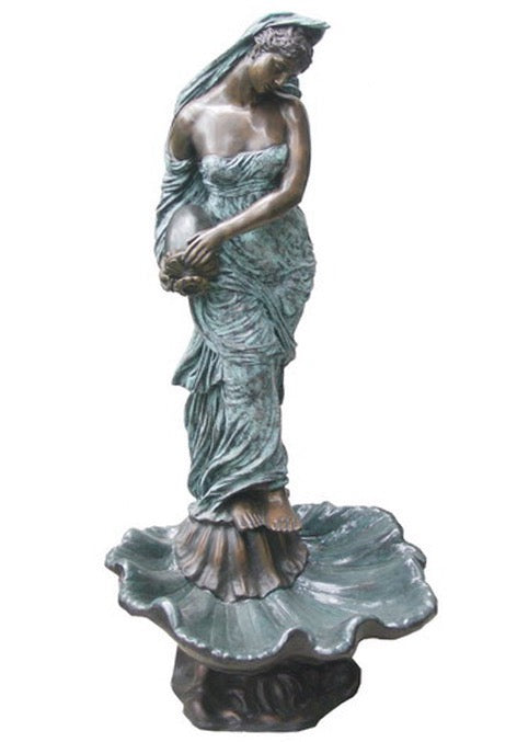 Bronze Roman Woman with Urn Fountain Statue