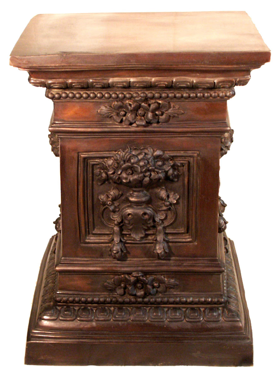 Floral Urn Square Bronze Pedestal