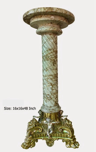 Victorian Bronze & Marble Cherub Pedestal