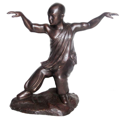 Bronze Chinese Shaolin Monk Fighting Statue