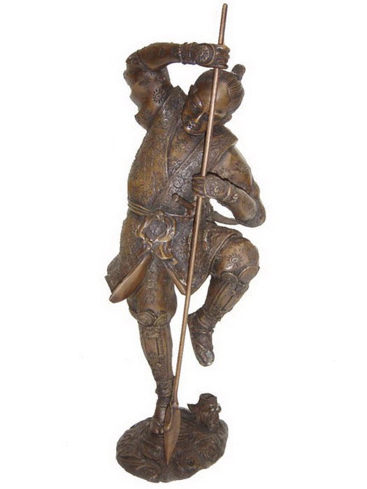 Bronze Japanese Samurai Warrior with Sword Statue