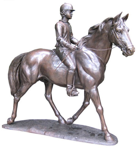 Bronze Life Size Jockey on Horse Statue II