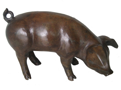 Large Bronze Standing Pig Statue