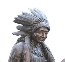 Load image into Gallery viewer, Bronze Life Size Native Indian Chief on Horse Statue - 93”H