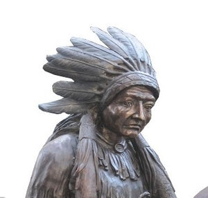 Bronze Life Size Native Indian Chief on Horse Statue - 93”H