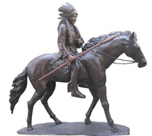 Load image into Gallery viewer, Bronze Life Size Native Indian Chief on Horse Statue - 93”H