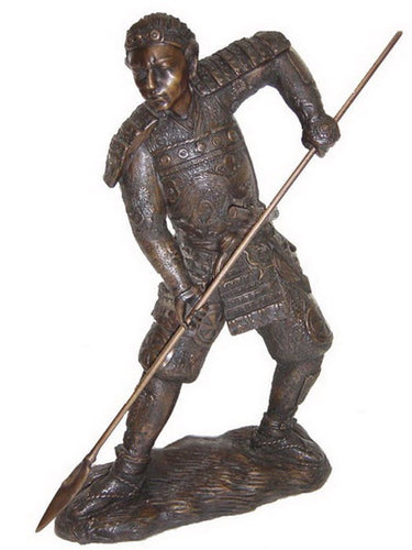 Bronze Samurai Warrior with Spear Statue