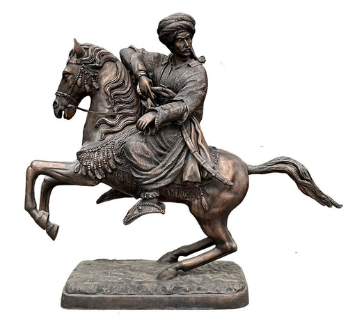 Large Bronze Arabian on Horse Statue