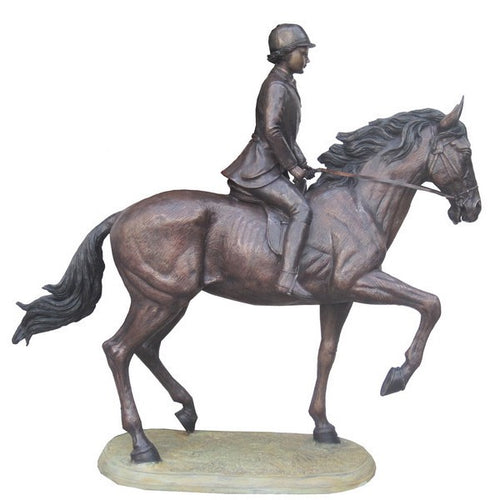 Large Bronze English Girl on Horse Statue