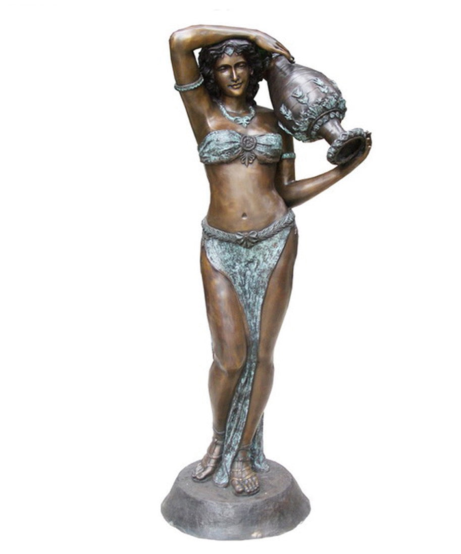 Life Size Bronze Lady with Urn Fountain Statue - 69”H