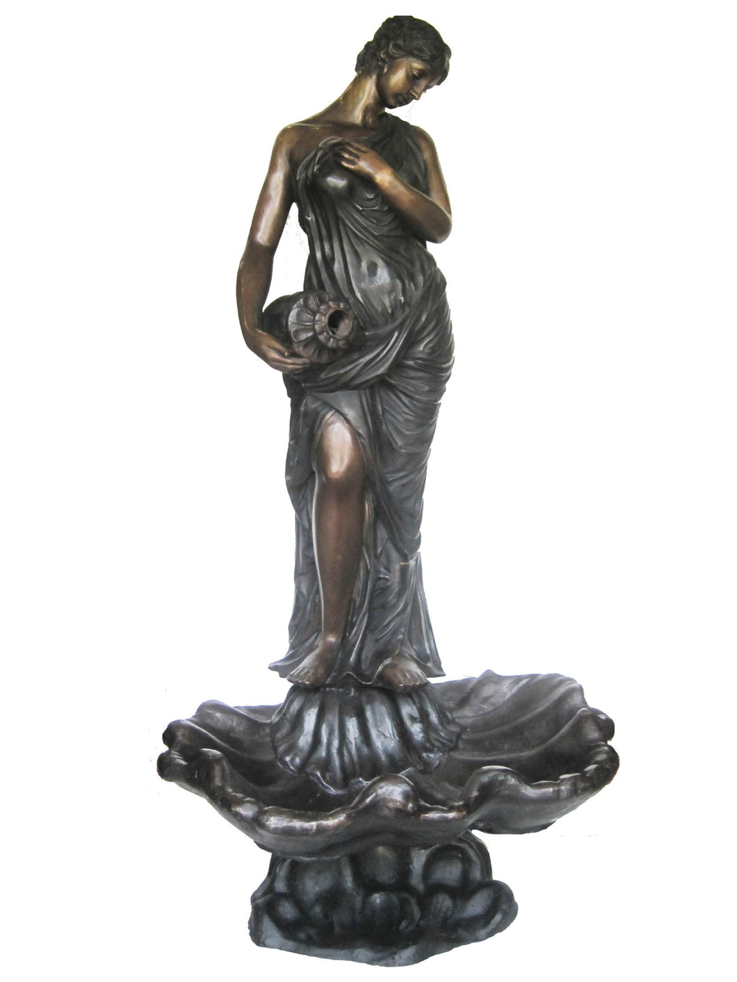 Bronze Roman Woman with Urn Fountain Statue Style 2