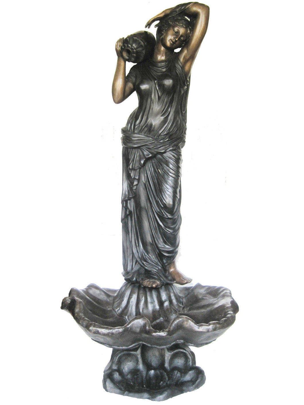 Bronze Roman Woman with Urn Fountain Statue Style 4