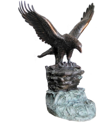 American Bald Eagle Resting on Mound Bronze Statue