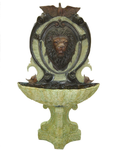 Grand Florentine Lion Head Bronze Wall Fountain