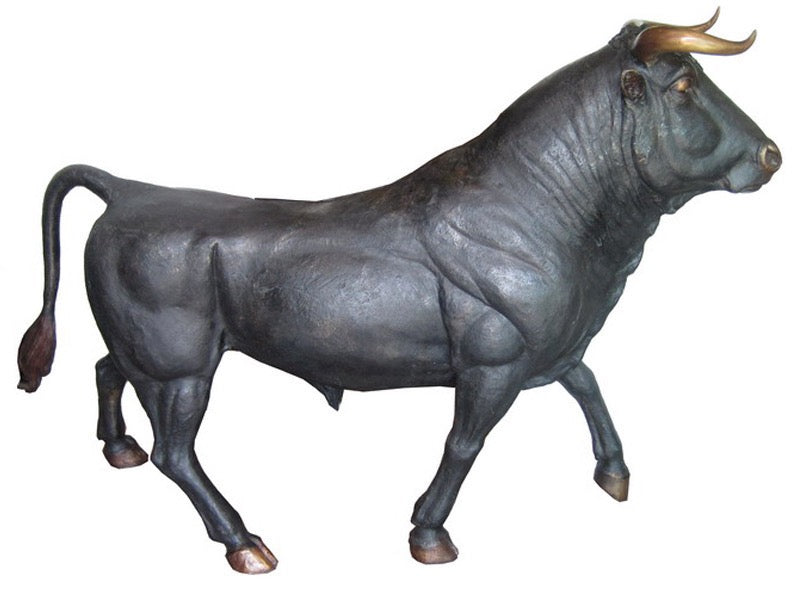 Life Size Bronze Running Spanish Bull Sculpture