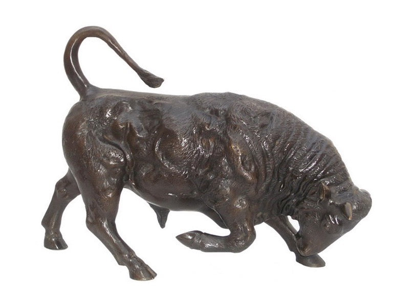 Bronze Charging Spanish Bull Sculpture