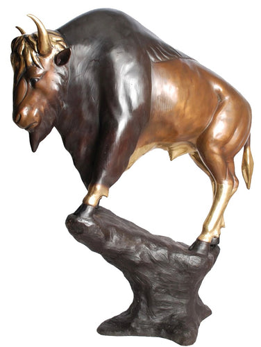 Large Bronze American Bison Buffalo on Rock