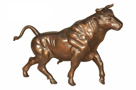 Bronze Walking Bull Sculpture in Bronze Patina