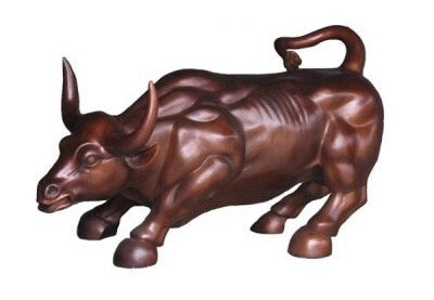 Bronze Wall Street Bull Sculpture -18”H