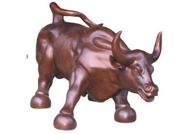 Large Bronze Wall Street Bull Sculpture - 25”H