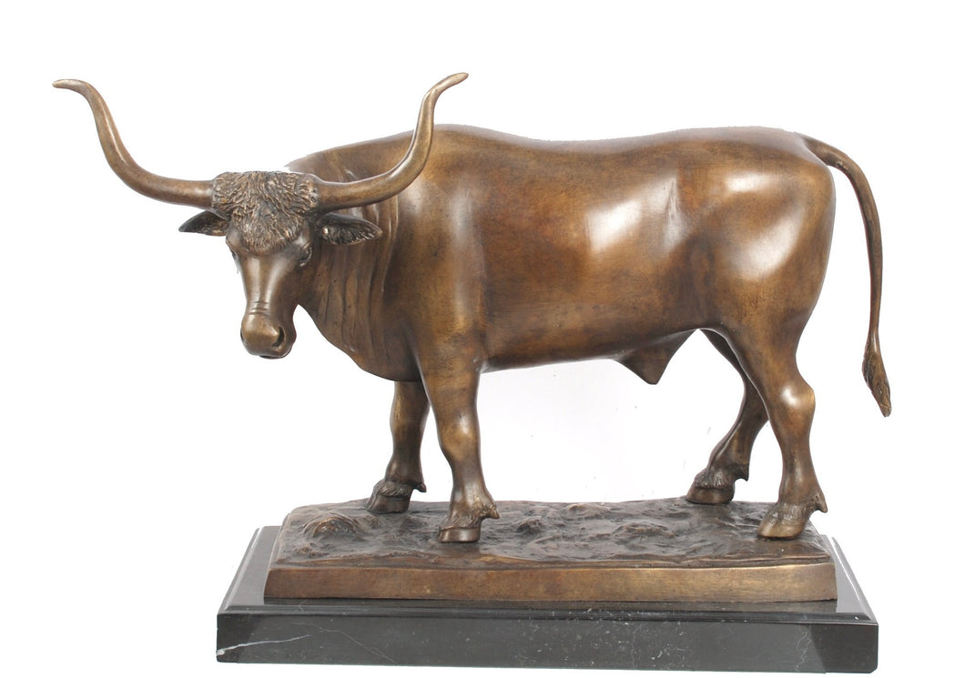 Bronze Longhorn Bull Sculpture - 13”H