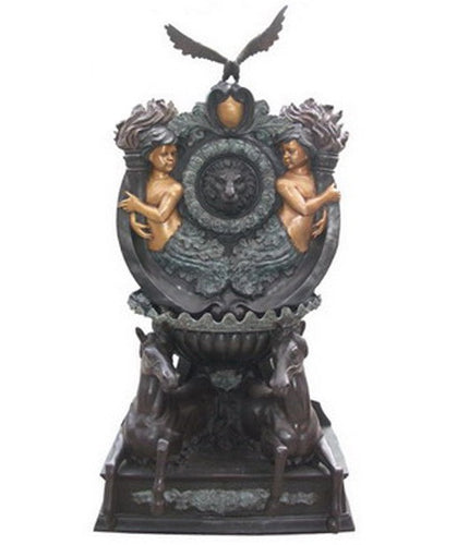 Majestic 2-Horse and Cherub Bronze Wall Fountain