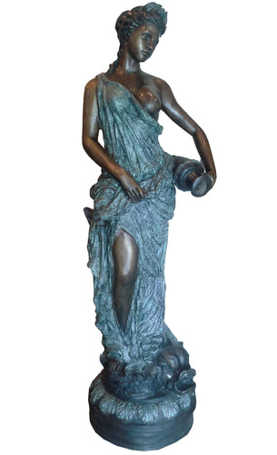 Bronze Roman Woman with Urn Fountain Sculpture