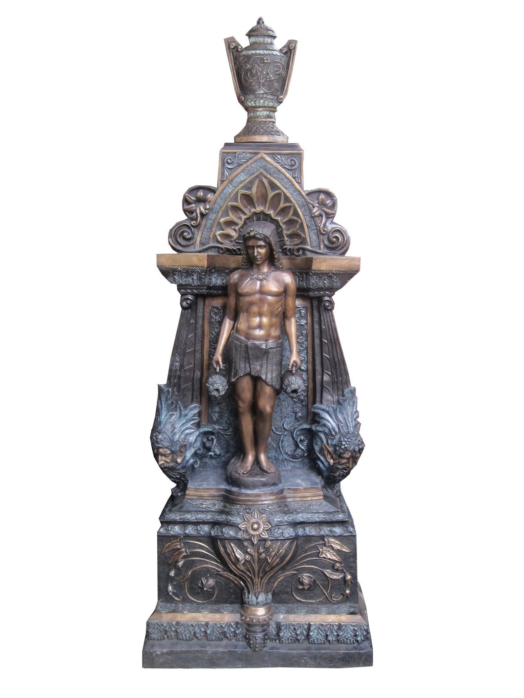 Bronze Man with Urns Fountain Statue - 104”H