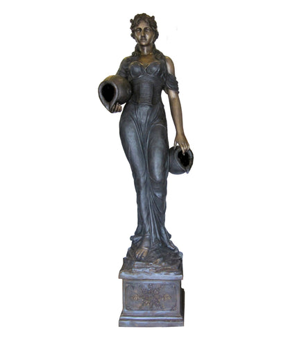 Bronze Roman Woman With Urns Fountain Statue - 93”H