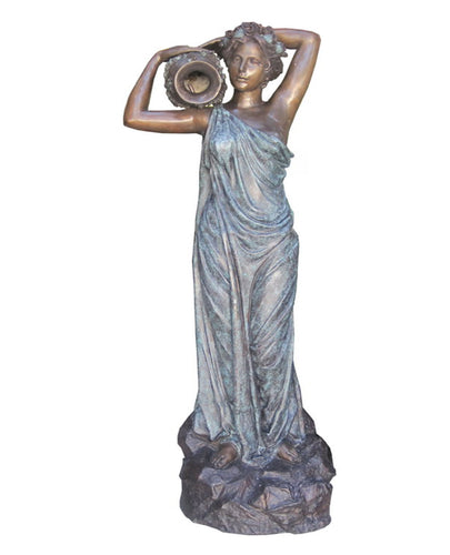 Bronze Greek Woman With Urn Fountain Statue - 84”H