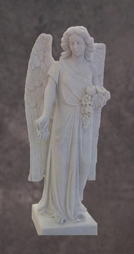 Memorial Angel with Flowers Granite Statue