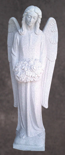 Memorial Angel with Flowers Granite Statue