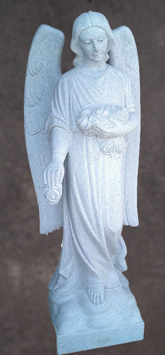 Memorial Angel with Roses Granite Statue