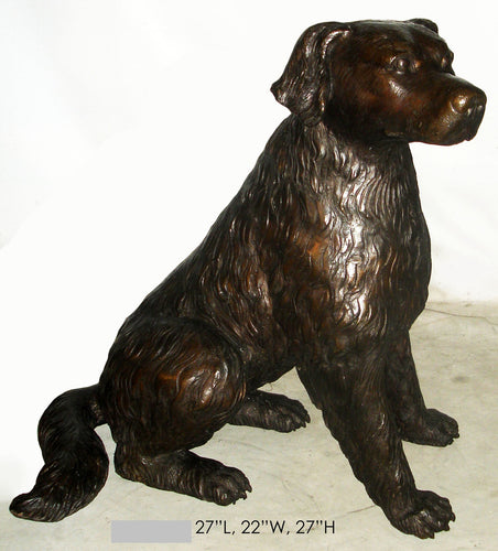 Bronze Sitting Golden Retriever Sculpture