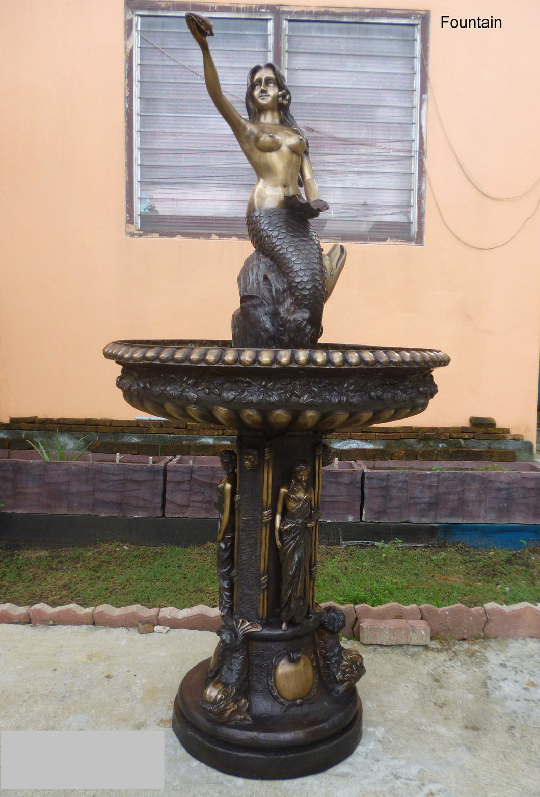 Large Bronze Mermaid Water Fountain - 90”H