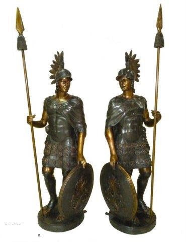 Life Size Ancient Spartan Soldier Statues Pair