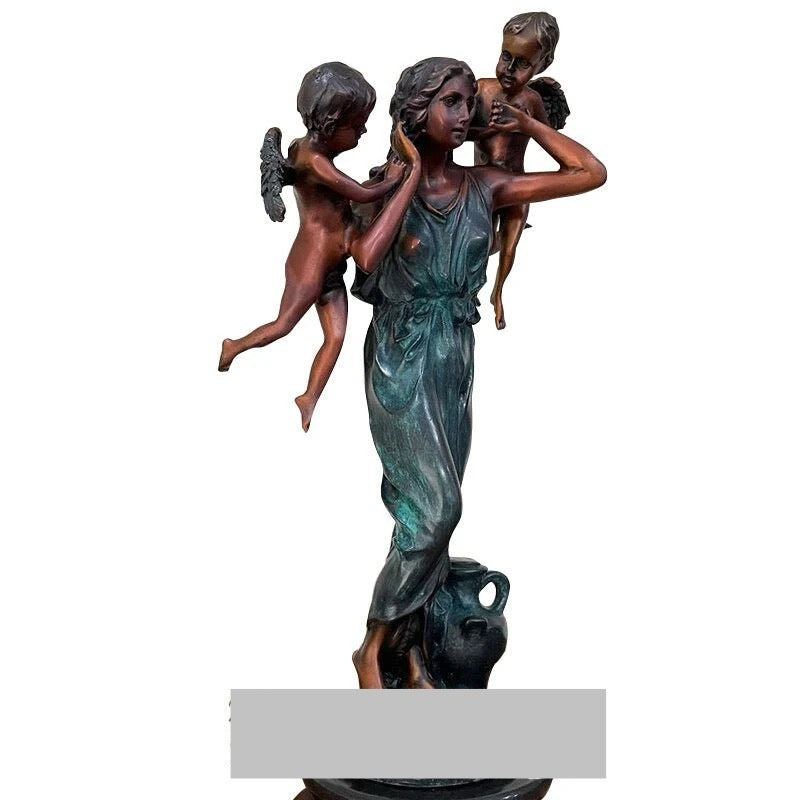 Blessed Virgin Mary with Angels Bronze Statue