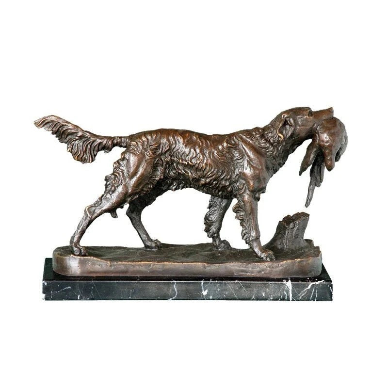 Bronze Golden Retriever on Base Statue