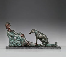 Load image into Gallery viewer, Bronze Classical Lady with Greyhound Statue