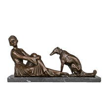 Load image into Gallery viewer, Bronze Classical Lady with Greyhound Statue