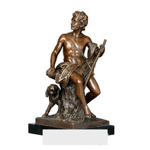 Load image into Gallery viewer, Man and Faithful Dog Bronze Sculpture