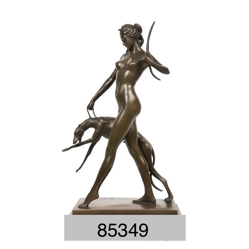 Goddess of the Hunt Diana Bronze Sculpture - 12”H