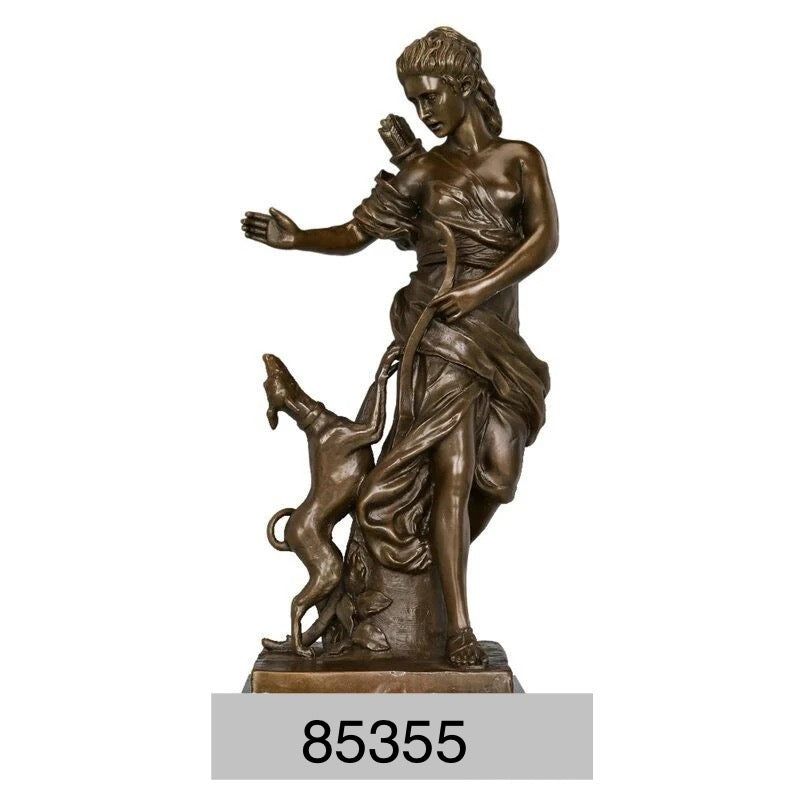 Goddess Diana with Greyhound Bronze Statue