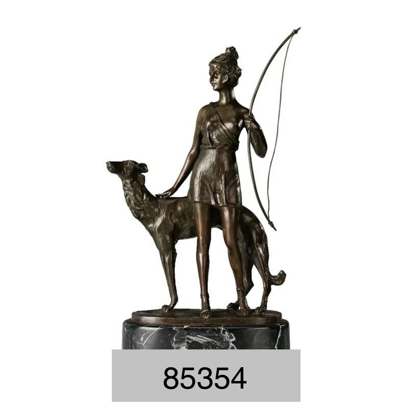 Goddess Diana & Her Greyhound Bronze Statue