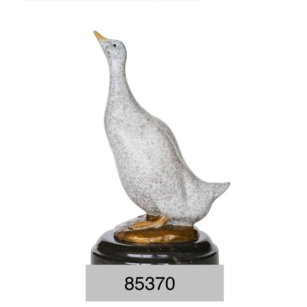 Bronze Duck Statue With White Finish