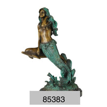 Load image into Gallery viewer, Mermaid with Dolphin Bronze Figurine