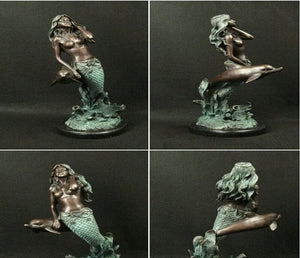 Mermaid with Dolphin Bronze Figurine