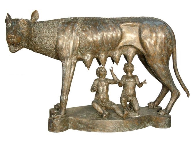 Large Bronze Romulus and Remus Capitoline Wolf Statue for Sale - 40”H